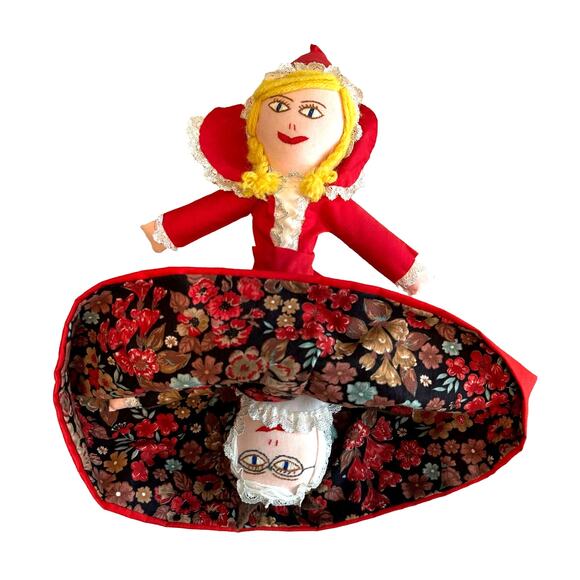 Handmade Other - Handmade Little Red Riding Hood Topsy Turvy Doll Pretend Play StoryTime Library